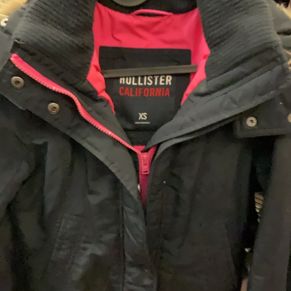 Hollister Black and Pink Kids Puffer Jacket